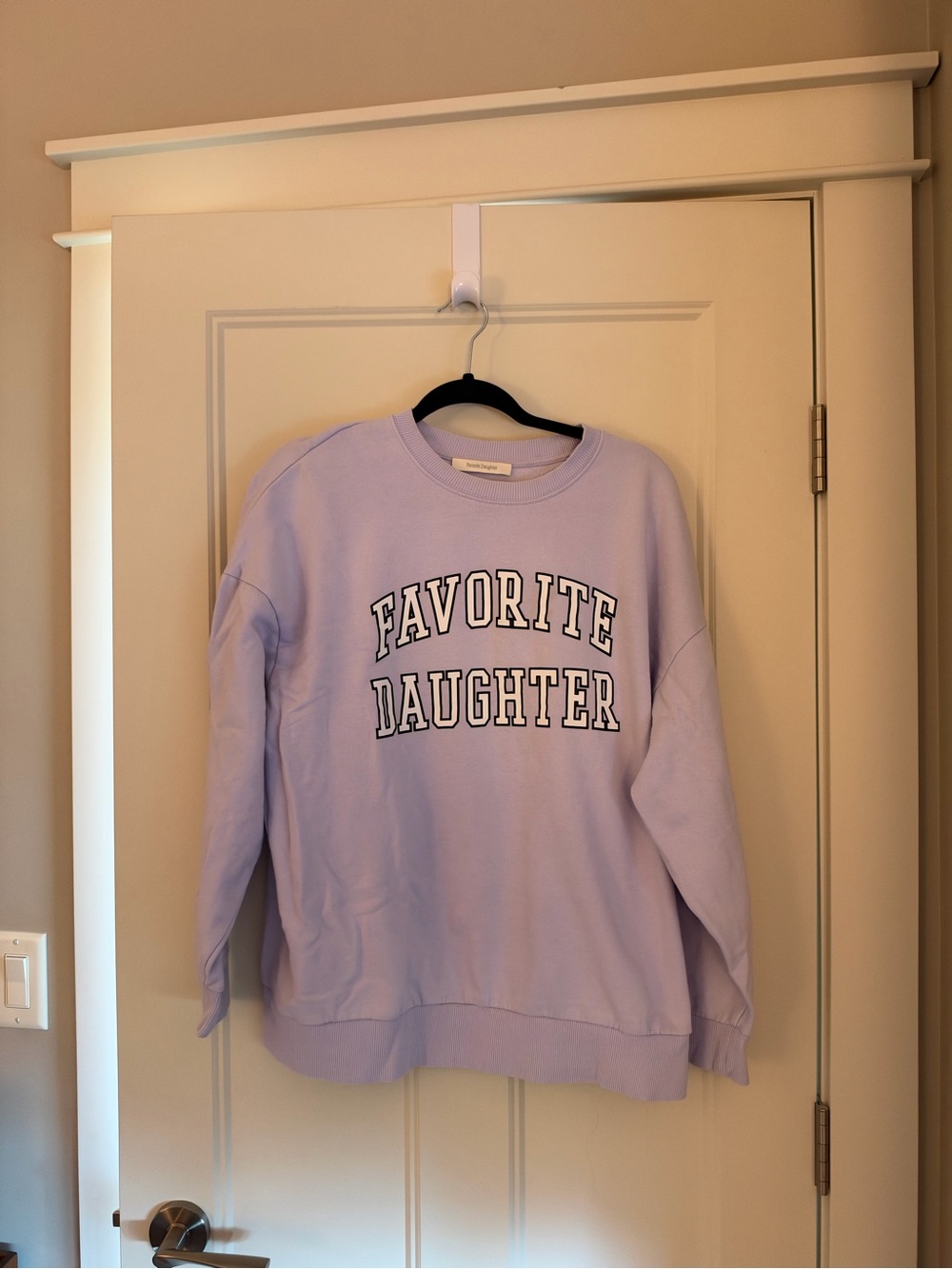 Favorite Daughter Lavender Crewneck Sweatshirt with White Text